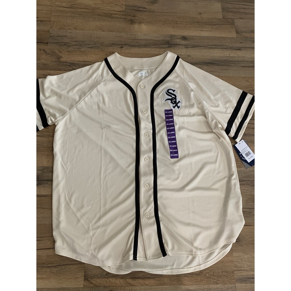 CSA Chicago White Sox Baseball Jersey Mens XXL White Button Front MLB NEW NWT